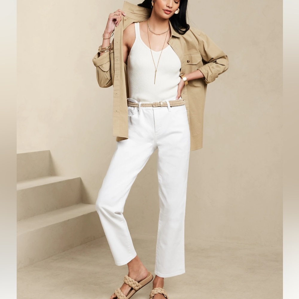 NWT Banana Republic SLOUCH JEAN in Pure White